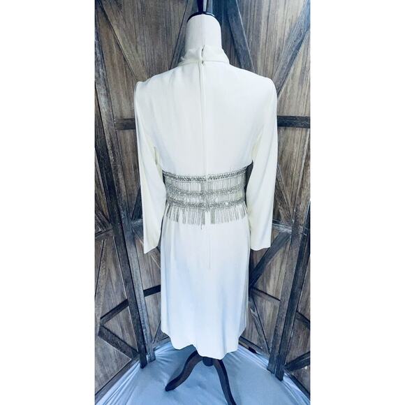 Lillie Rubin 1960s Beaded Ivory White Cream Dress Wedding Bridal Madmen Party - Picture 6 of 14